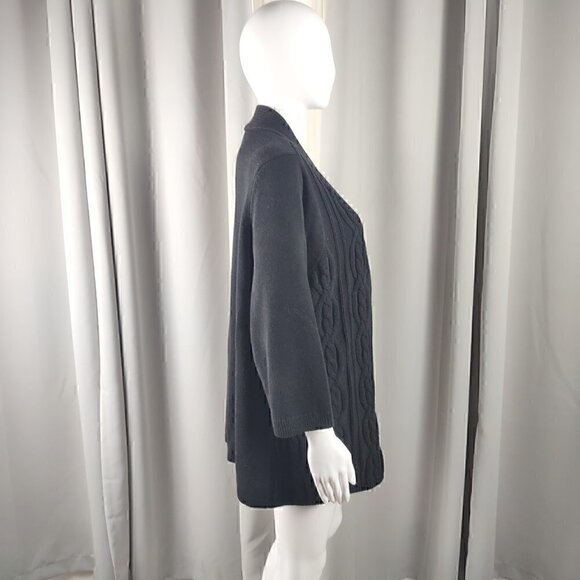 Croft & Barrow Black Cotton Blend Open Front Cardigan Long Sleeve Sweater Sze 1X - Picture 2 of 14